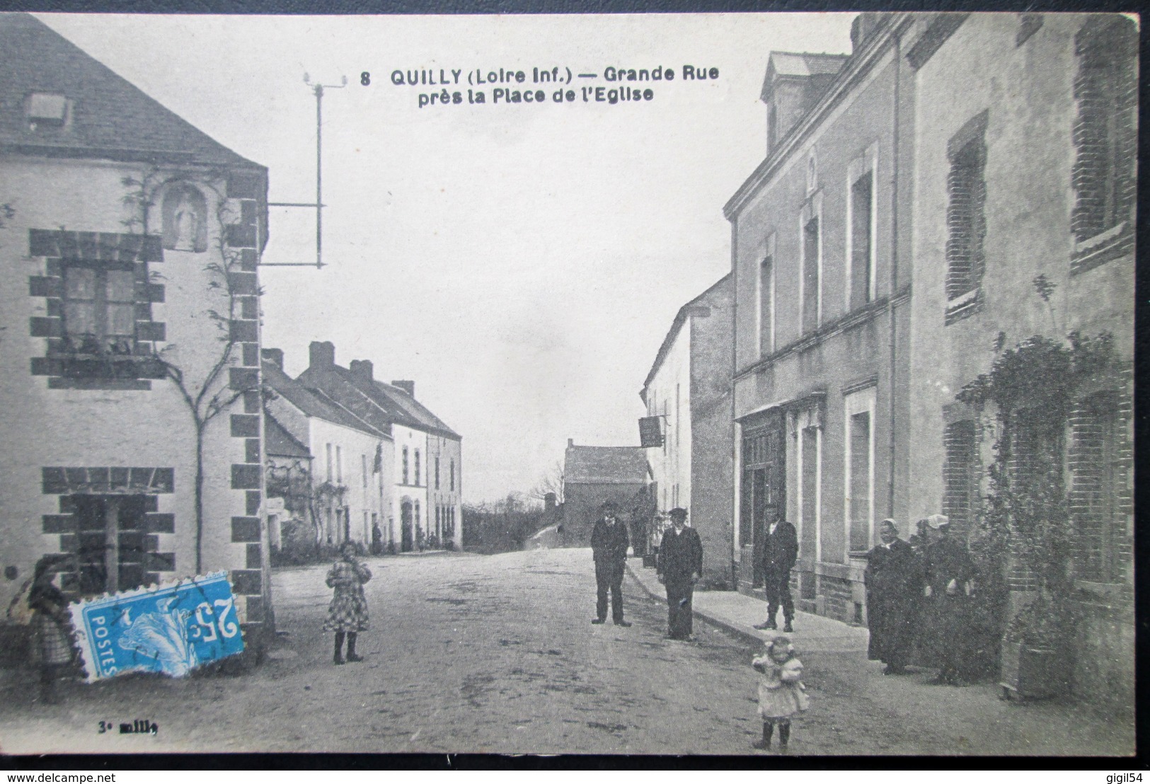 44  QUILLY Grande Rue Eglise 1924 PONTCHATEAU BRIVET GUENROUET BLAIN BOUVRON CAMPBON - Otros & Sin Clasificación