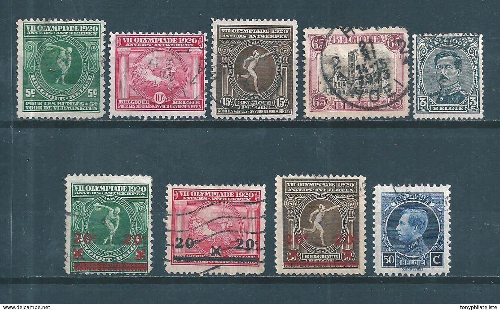 Belgique Timbres De 1920/21  N°179 A 187 Oblitérés - 1919-1920 Albert Met Helm