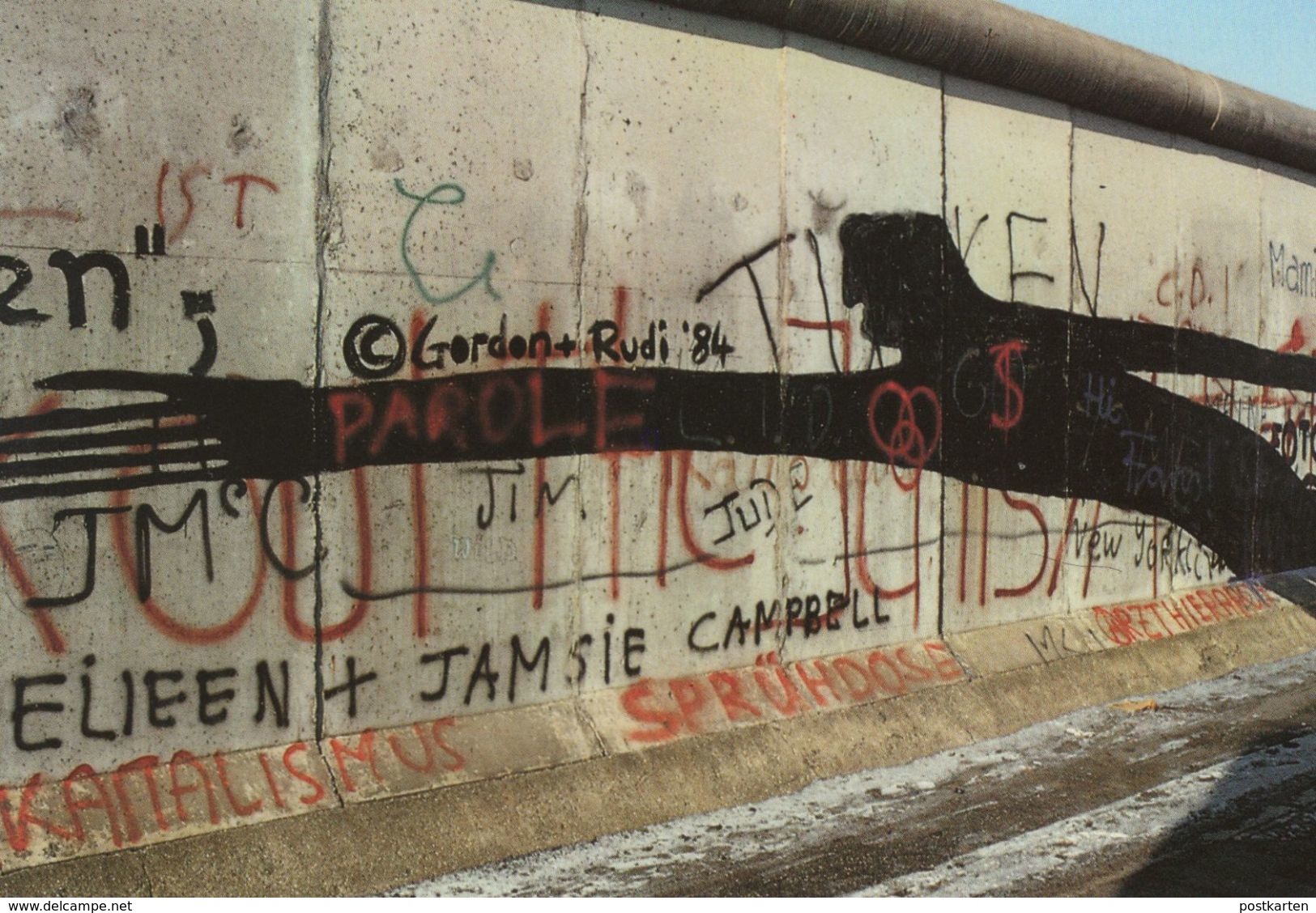 ÄLTERE POSTKARTE BERLINER MAUER THE WALL LE MUR BERLIN JIM JUDE GORDON + RUDI FOTO HERMANN WALDENBURG Postcard - Berlin Wall