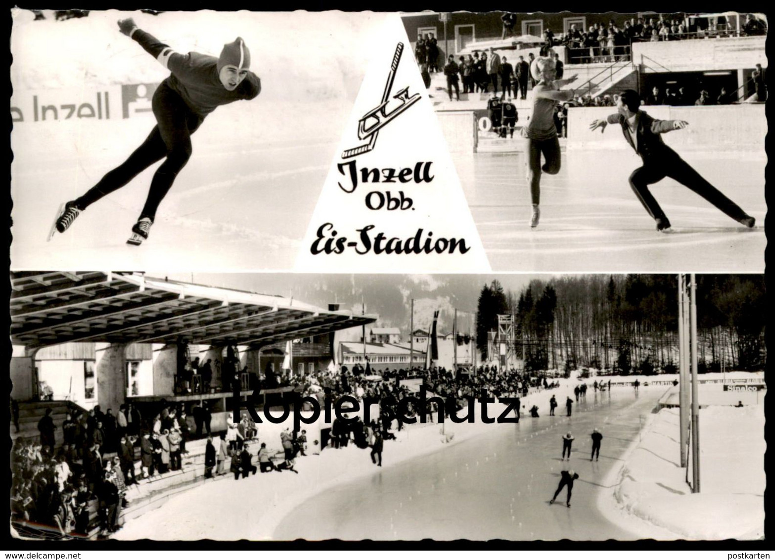 ALTE POSTKARTE INZELL BAYERN EIS-STADION EISSTADION Eislaufen Ice Skating Patinage AK Postcard Ansichtskarte Cpa - Eiskunstlauf