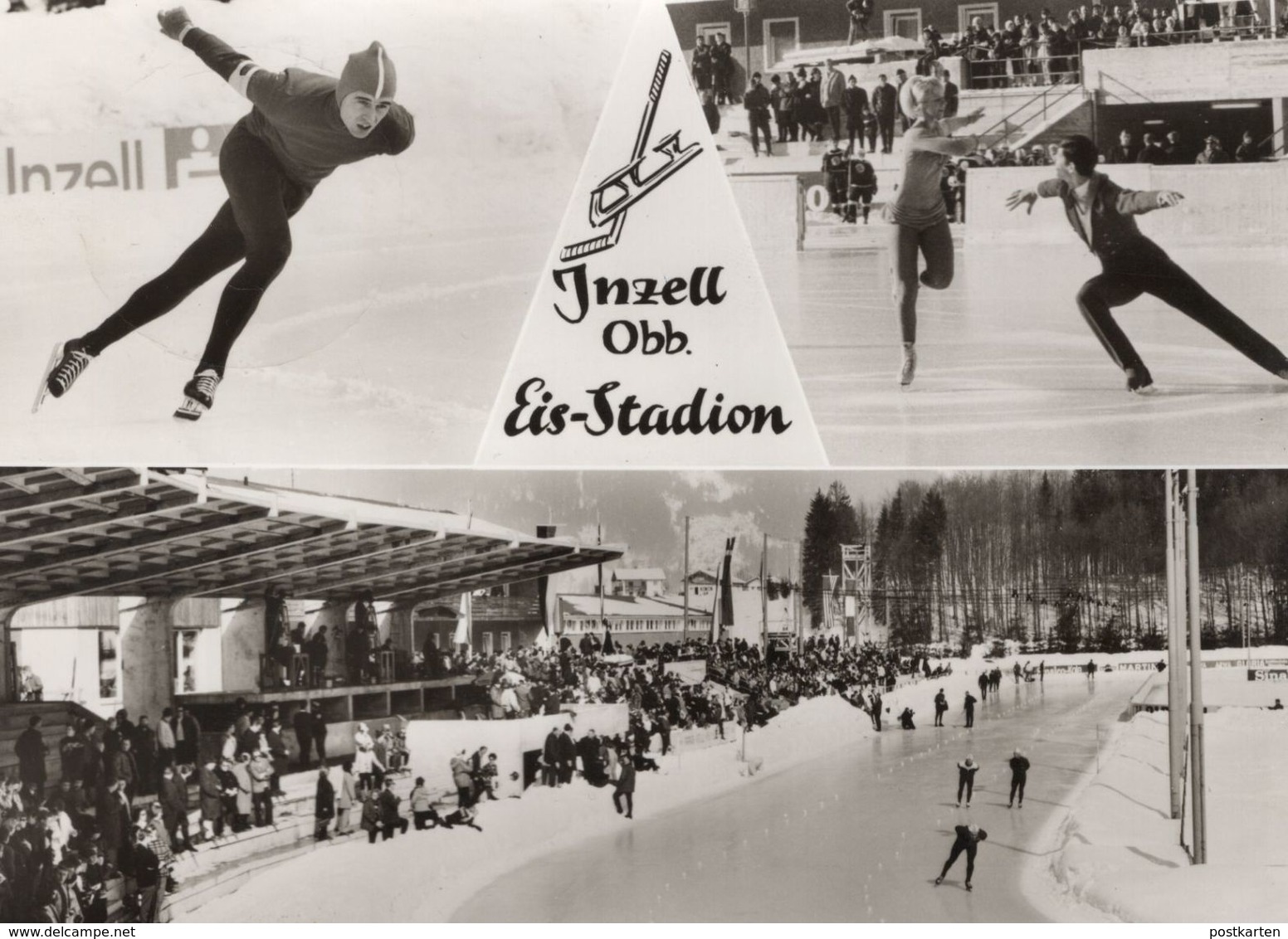 ALTE POSTKARTE INZELL BAYERN EIS-STADION EISSTADION Eislaufen Ice Skating Patinage AK Postcard Ansichtskarte Cpa - Pattinaggio Artistico