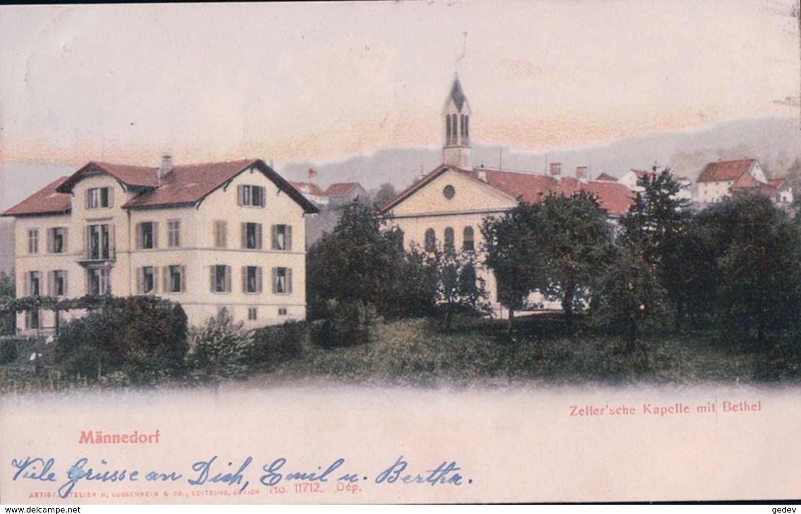 Männedorf ZH, Zeller'sche  Kapelle Mit Bethel (11.1.1907) - Zell