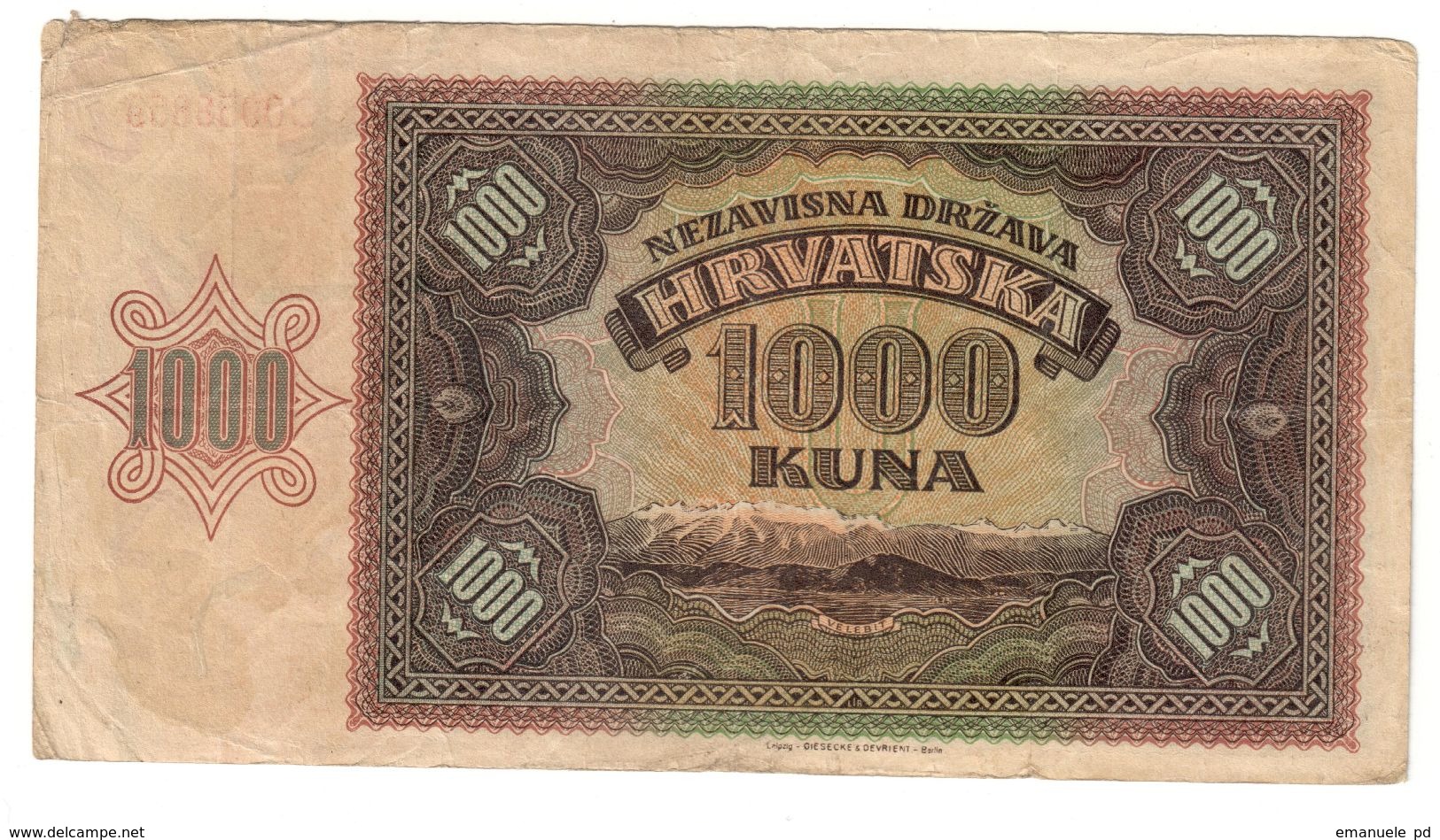 Croatia 1000 Kuna 1941 - Croazia