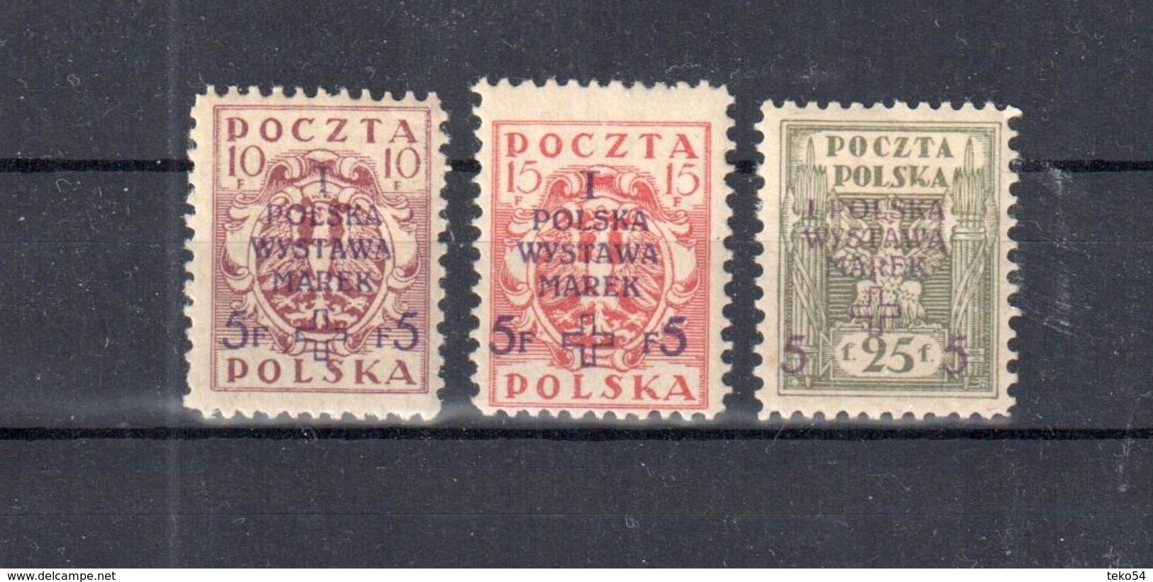 1919 Poland Polen Pologne Polska, 3 Bfm Aus Mi. 118-122, * MH, Briefmarkenausstellung, S. Scan - Ungebraucht