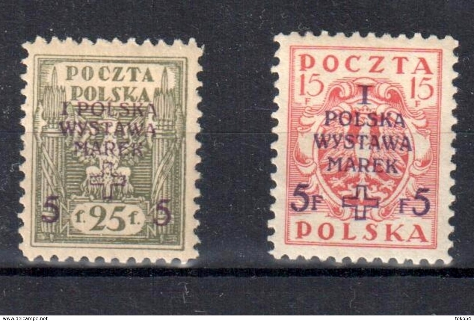 1919 Poland Polen Pologne Polska, Fi. 104B+105B, Aus Mi. 118-122, * MH, Briefmarkenausstellung, S. Scan - Ungebraucht