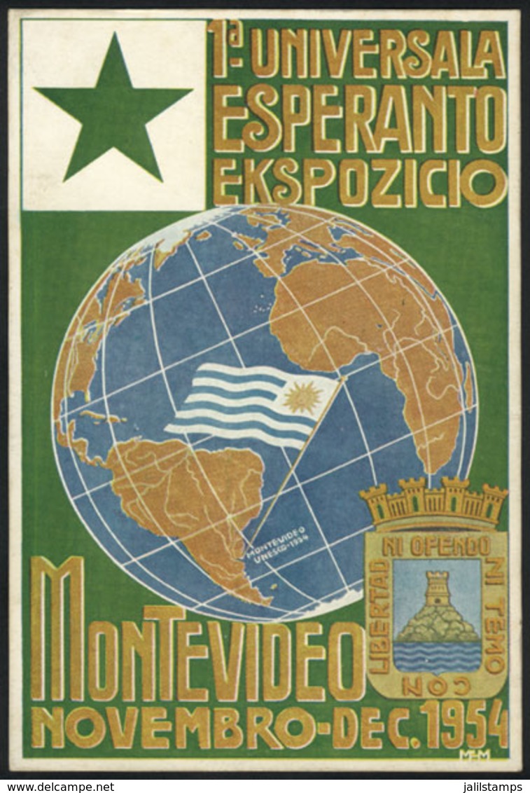 6 TOPIC ESPERANTO: Postcard Of The First International Esperanto Exhibition In Montev - Esperanto