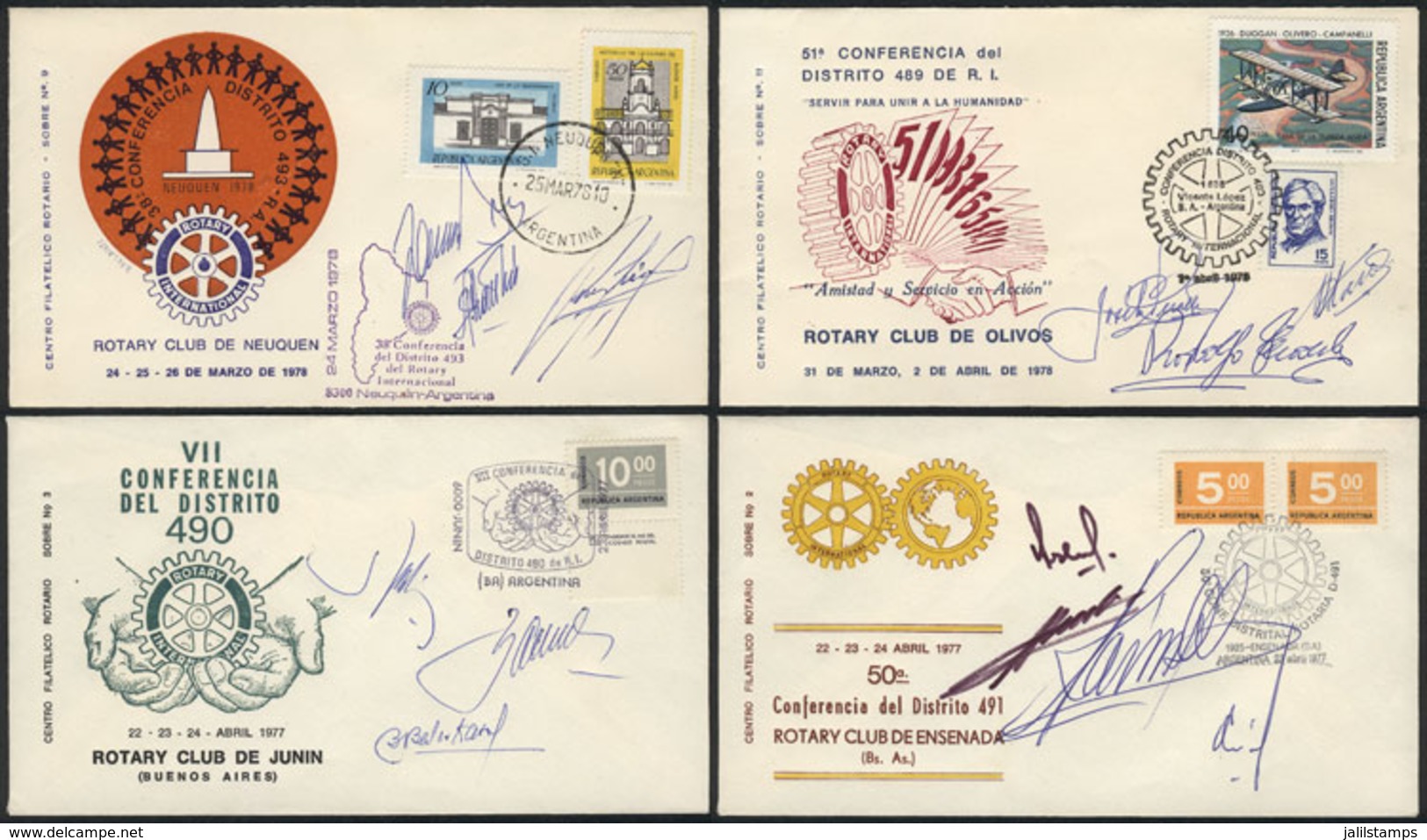 12 TOPIC ROTARY: 4 Covers Of Rotary Districts Of Argentina, With Special Postmarks And - Rotary, Lions Club