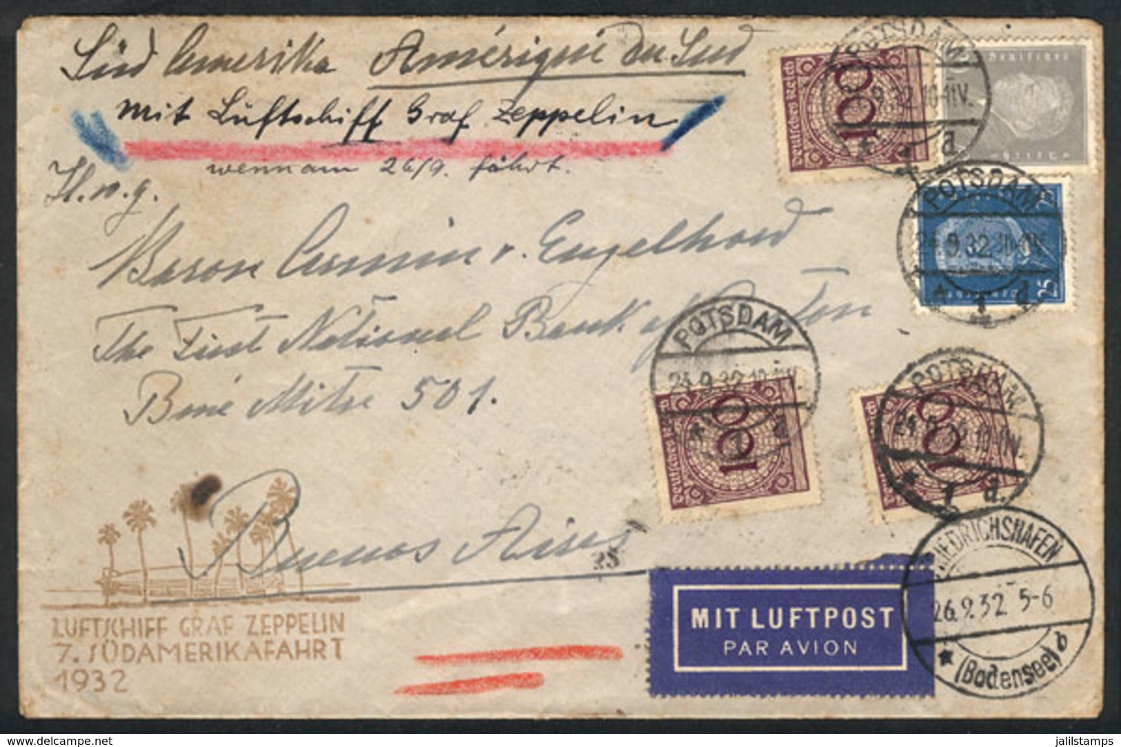 45 GERMANY: Cover Sent By ZEPPELIN To Argentina On 26/SE/1932, With Arrival Backstamp O - Sonstige & Ohne Zuordnung