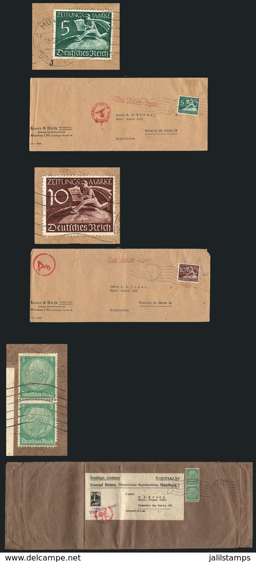 49 GERMANY: 2 Commercial Wrappers + A Folded Cover Sent To Argentina (circa 1940), With - Other & Unclassified