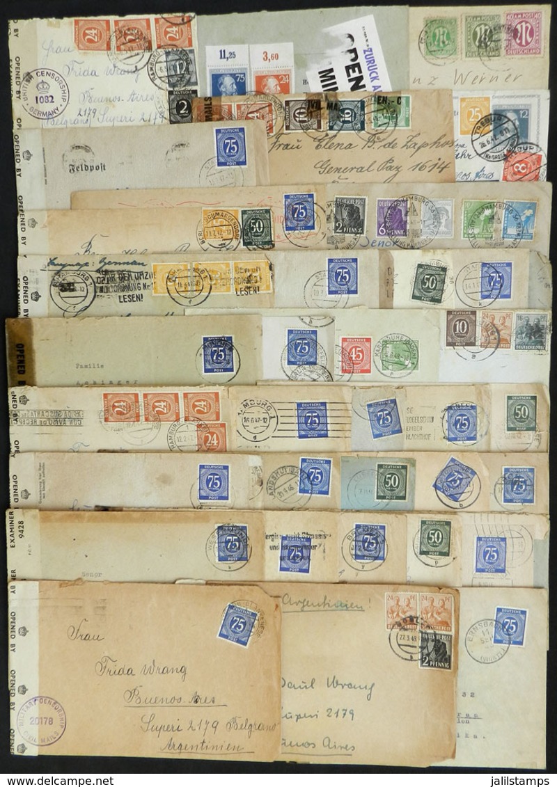55 GERMANY: 35 Covers Or Cards Sent To Argentina Between 1939 And 1945, Almost All CENS - Otros & Sin Clasificación