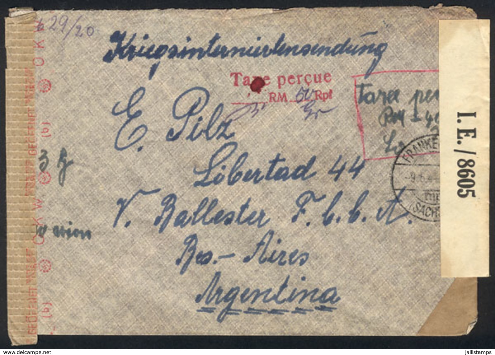 61 GERMANY: Airmail Cover With Partial Free Frank Of POWs (it Only Paid The Airmail Rat - Autres & Non Classés