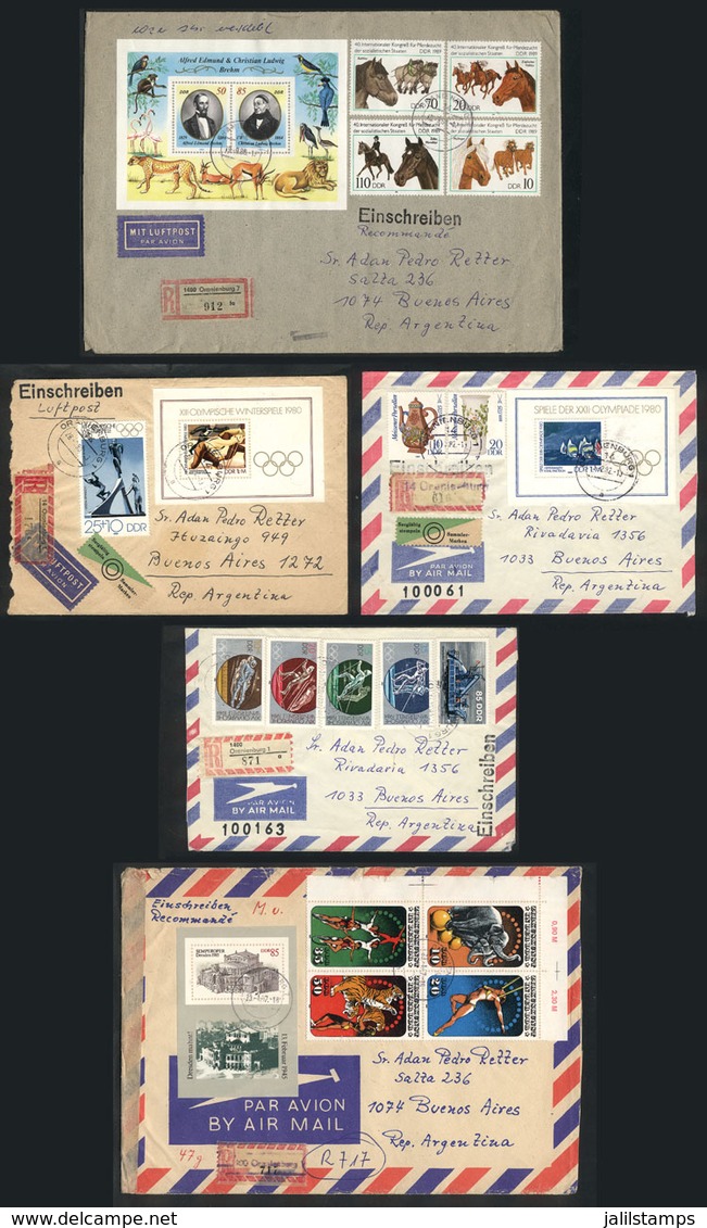 91 EAST GERMANY: 38 Modern Covers Sent To Argentina, All With Spectacular Postages With - Sonstige & Ohne Zuordnung