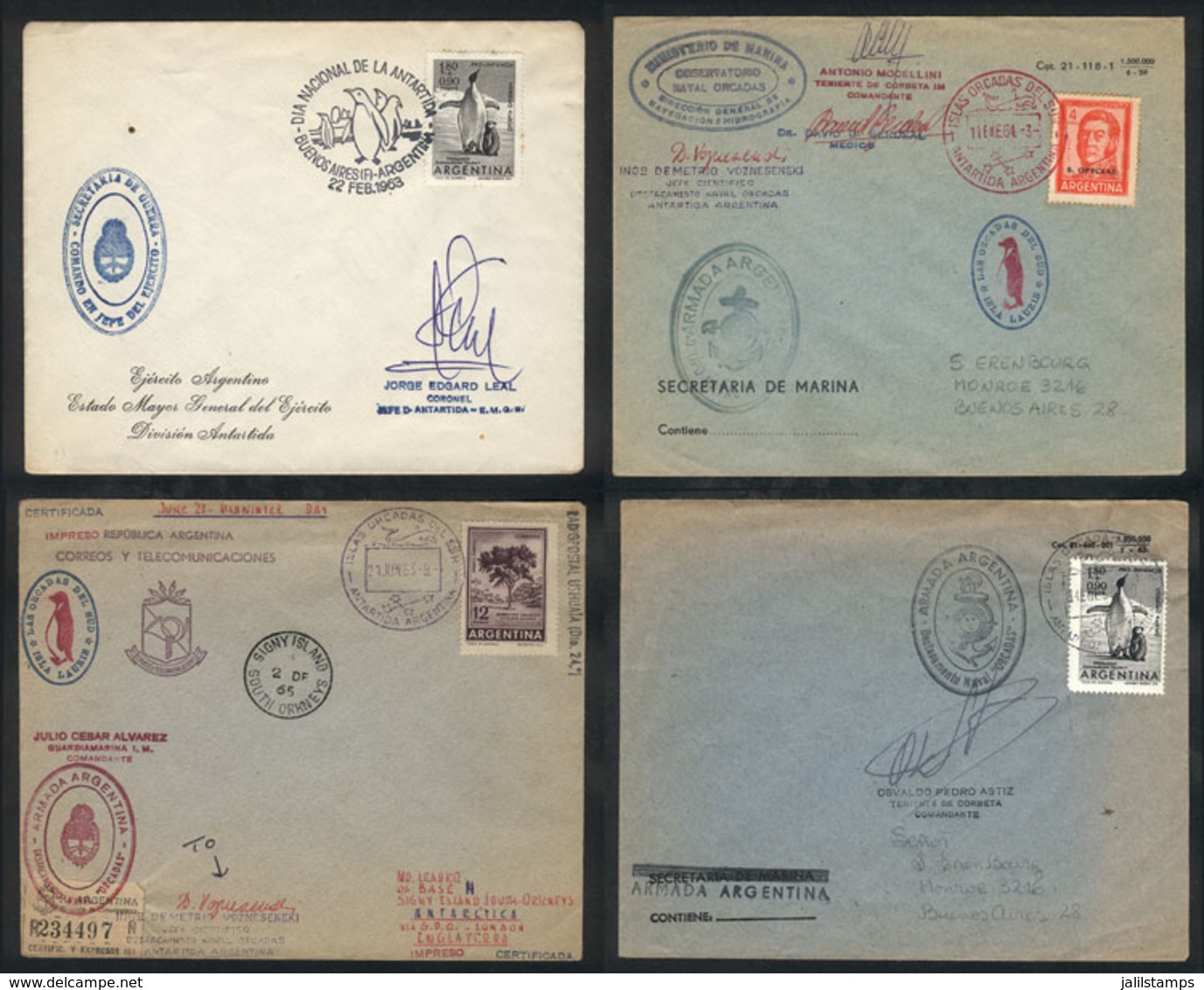 101 ARGENTINE ANTARCTICA: 3 Covers With Postmarks Of Orcadas Del Sur (1963/4, One Sent T - Autres & Non Classés