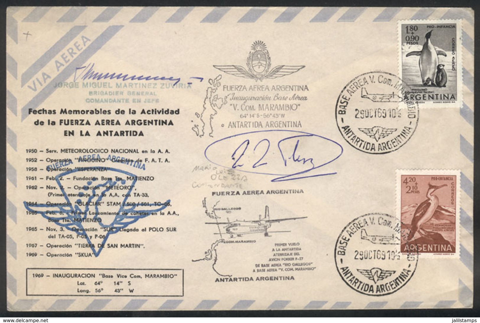 106 ARGENTINE ANTARCTICA: 29/OC/1969 Inauguration Of The Antarctic Air Base Vice Comodor - Other & Unclassified