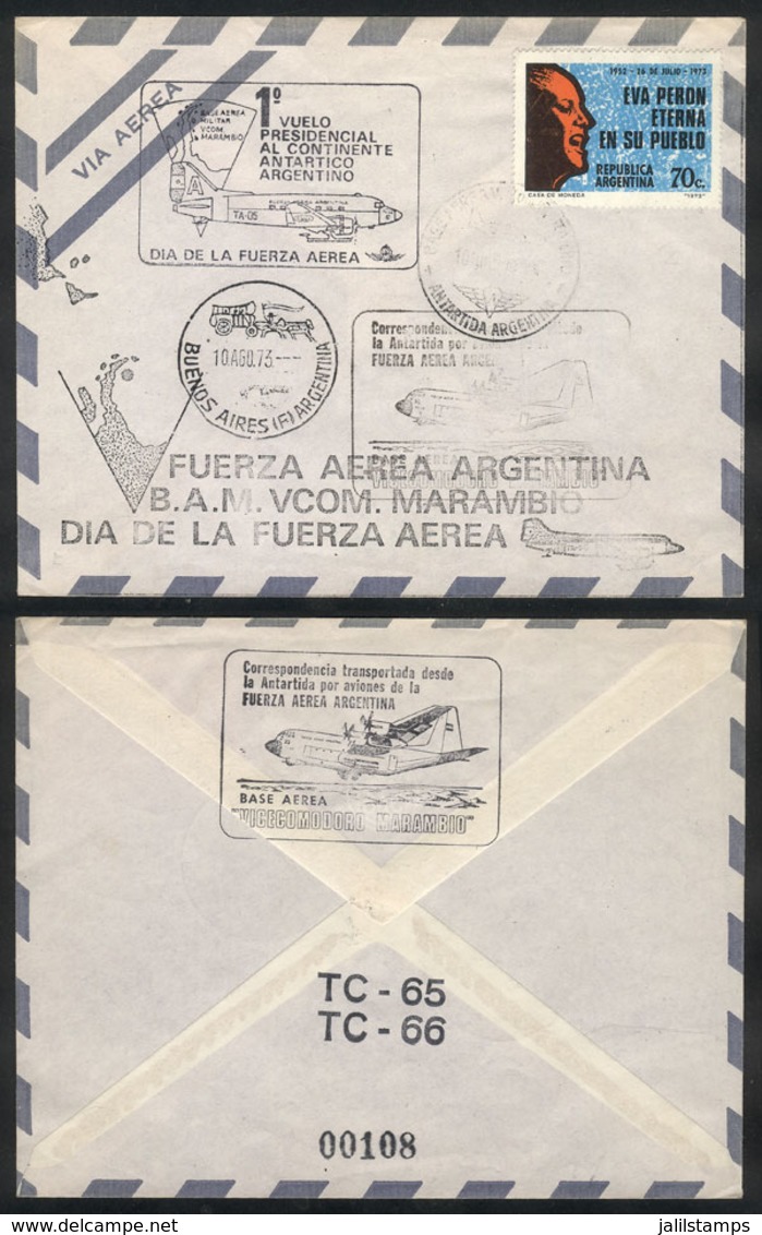 110 ARGENTINE ANTARCTICA: 10/AU/1973 First Presidential Flight To Antarctica (to Marambi - Autres & Non Classés