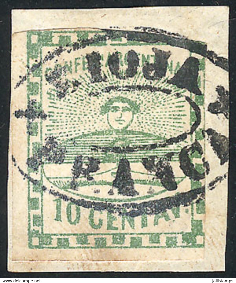 127 ARGENTINA: GJ.2, 10c. Green, On Fragment With Almost Complete RIOJA - FRANCA Cancel - Autres & Non Classés