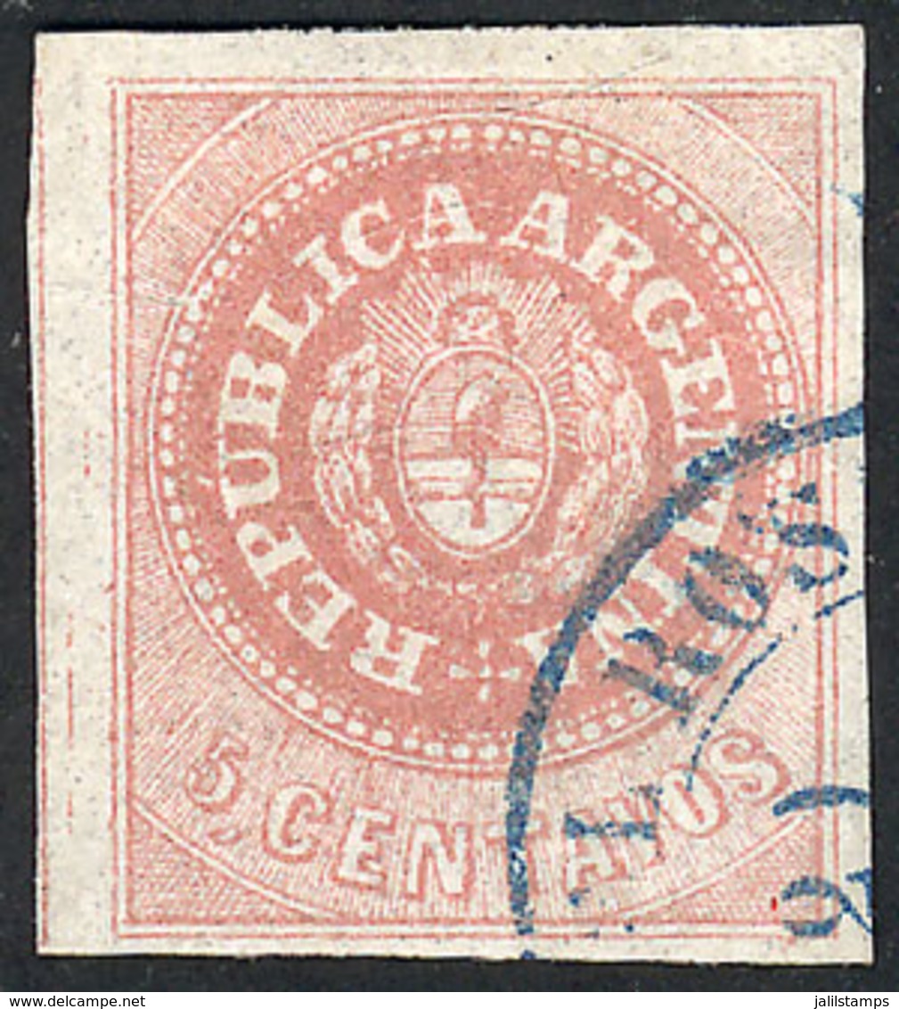 137 ARGENTINA: GJ.7, 5c. Rose, Used In Rosario, VF Quality! - Unused Stamps