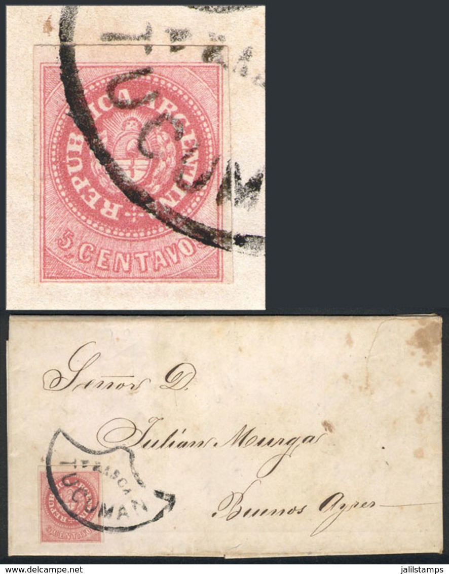 139 ARGENTINA: GJ.7 (Seal Of 5c. With Accent) Franking A Compl. Folded Letter Dated 19/A - Neufs
