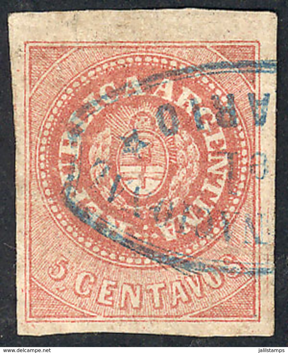 141 ARGENTINA: GJ.7A, 5c. Orangish Rose, Used In Rosario, VF! - Neufs