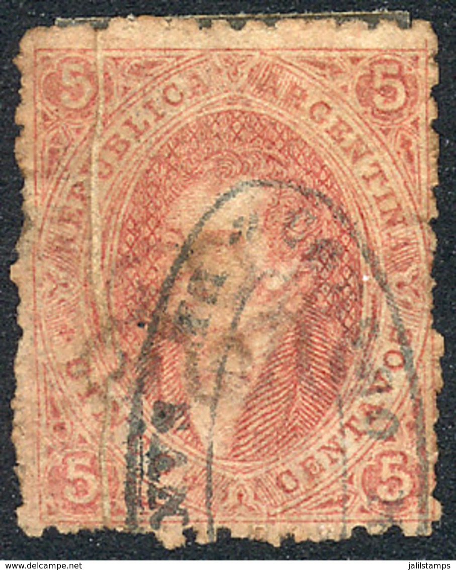 154 ARGENTINA: GJ.20, 3rd Printing With VARIETY: Paper Fold, Double Ellipse SAN LUIS Can - Neufs