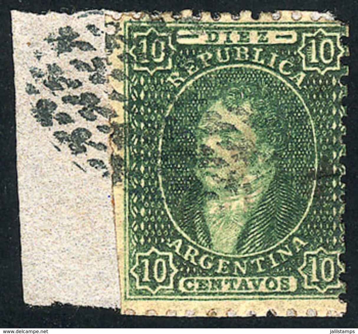 163 ARGENTINA: "GJ.23, 10c. Almost Clear Impression, On Small Fragment With Mute "fleur - Neufs