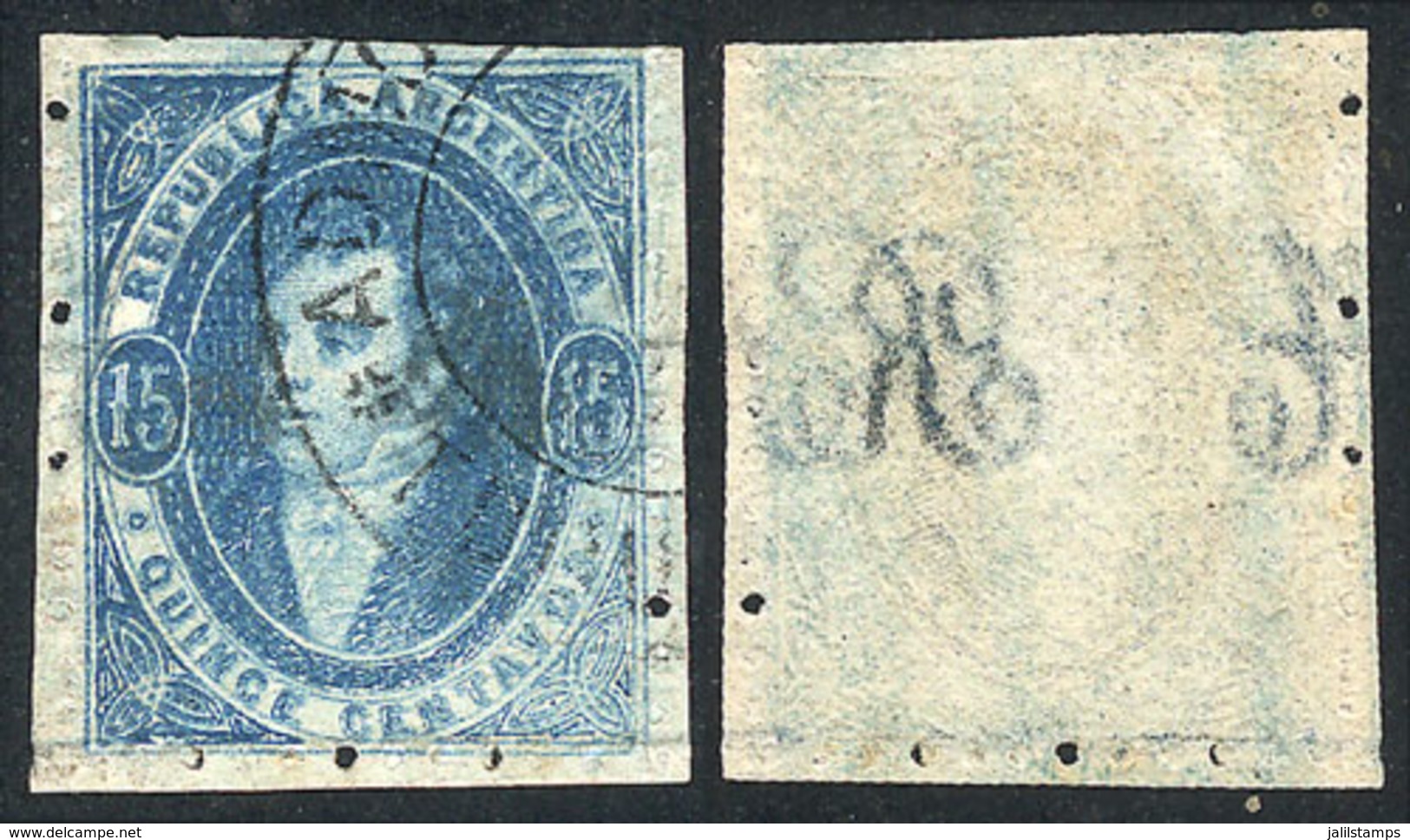 166 ARGENTINA: GJ.24, 15c. Worn Impression, Fantastic Example With Combination Of Variet - Neufs