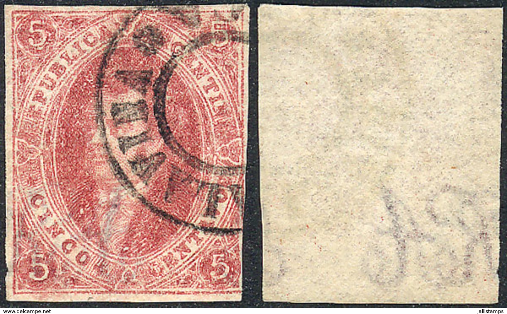167 ARGENTINA: GJ.25, 4th Printing, With The Extremely Rare Double Circle Cancel Of SALA - Neufs