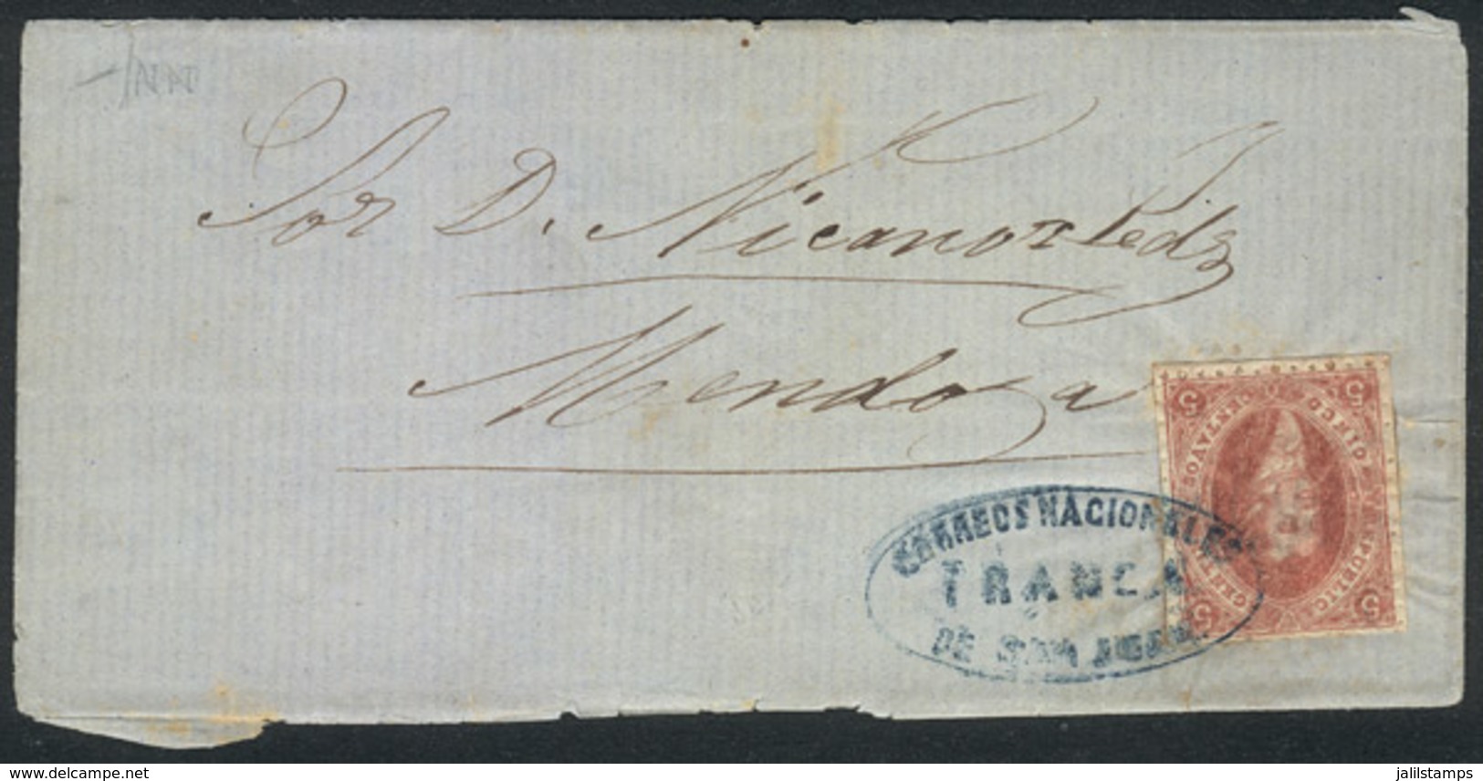 170 ARGENTINA: GJ.25, 4th Printing Franking A Folded Cover To Mendoza, With Ellipse SAN - Neufs