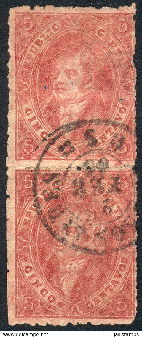 171 ARGENTINA: GJ.25j, 4th Printing, MULATTO Variety, Beautiful Vertical Pair, Superb! - Neufs