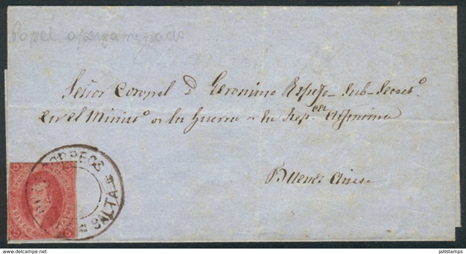 173 ARGENTINA: GJ.26Ab, 5th Printing, Cerise Carmine Color And Parchment-like Paper, Fra - Neufs