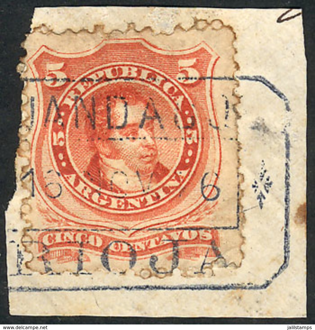 188 ARGENTINA: GJ.38, On Fragment With Rectangular Datestamp Of GUANDACOL (La Rioja) Per - Autres & Non Classés