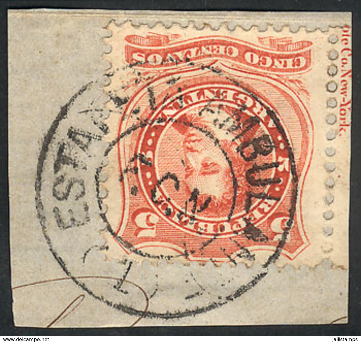 194 ARGENTINA: GJ.38, On Fragment With Complete "ESTAFETA AMBULANTE - F.C.N. - (1)" C - Autres & Non Classés