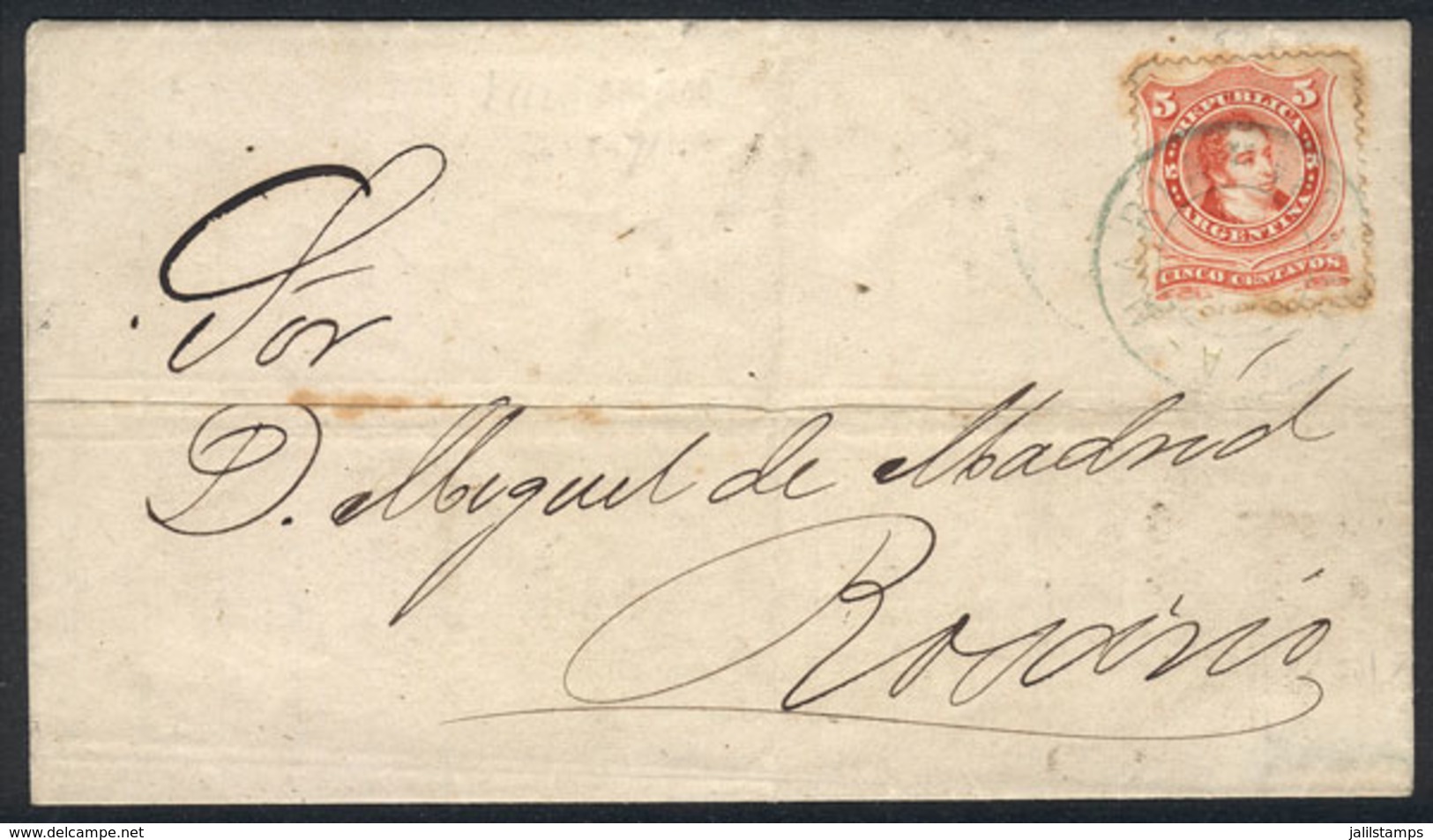 195 ARGENTINA: GJ.38, Franking A Complete Folded Letter To Rosario, Dated 28/JA/1871, Wi - Autres & Non Classés