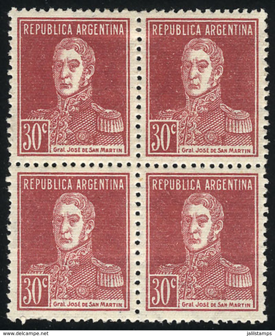256 ARGENTINA: GJ.619, Ribbed Paper, Mint Block Of 4 Of VF Quality, Catalog Value US$100 - Sonstige & Ohne Zuordnung