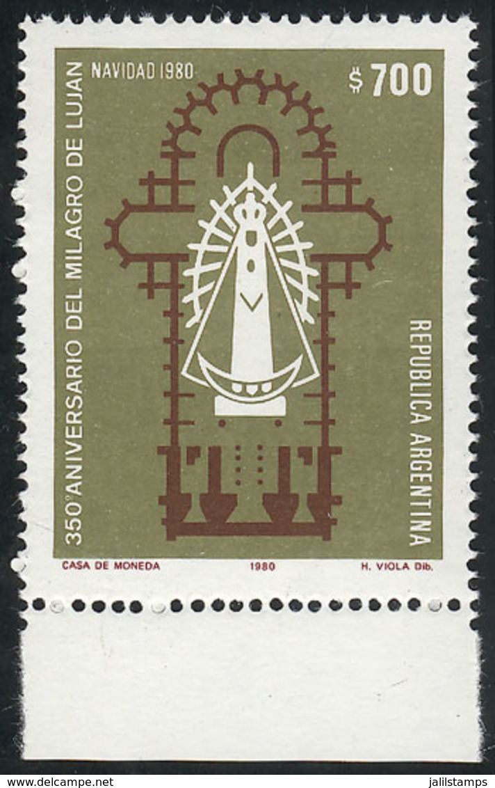 278 ARGENTINA: GJ.1971A, 1980 Christmas (Virgin Of Lujan), Printed On UNSURFACED PAPER, - Sonstige & Ohne Zuordnung