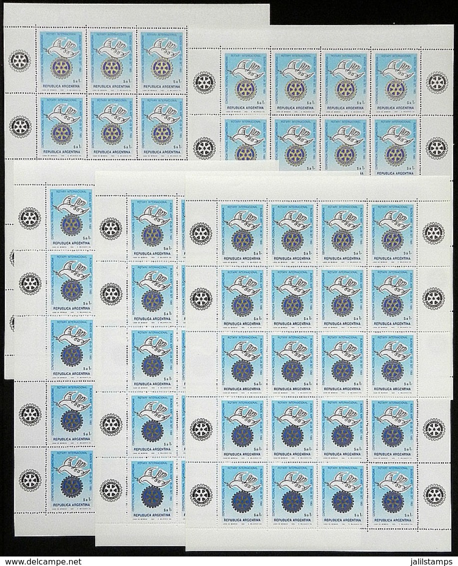 279 ARGENTINA: GJ.2122 (Scott 1444), 1984 Rotary, 5 Complete Sheets Of 20 Stamps Each, U - Autres & Non Classés