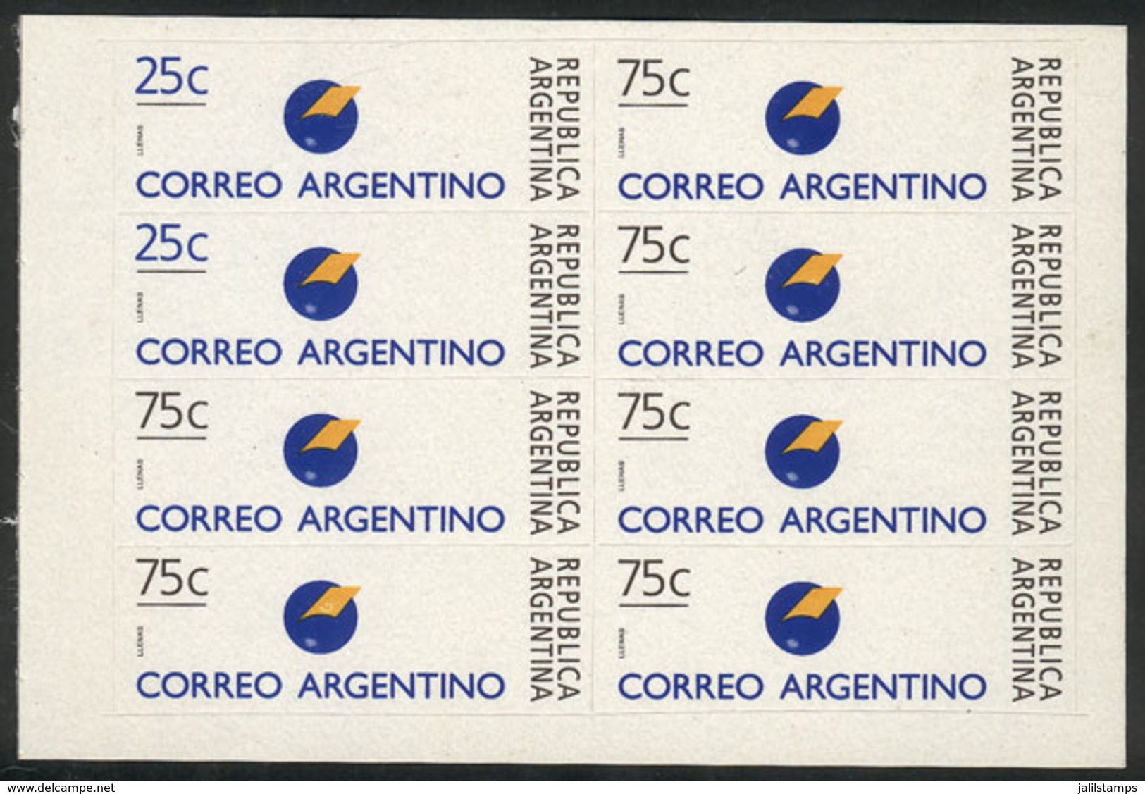 281 ARGENTINA: GJ.2703A + 2704A, Booklet Pane, Excellent Quality, Catalog Value US$38. - Autres & Non Classés