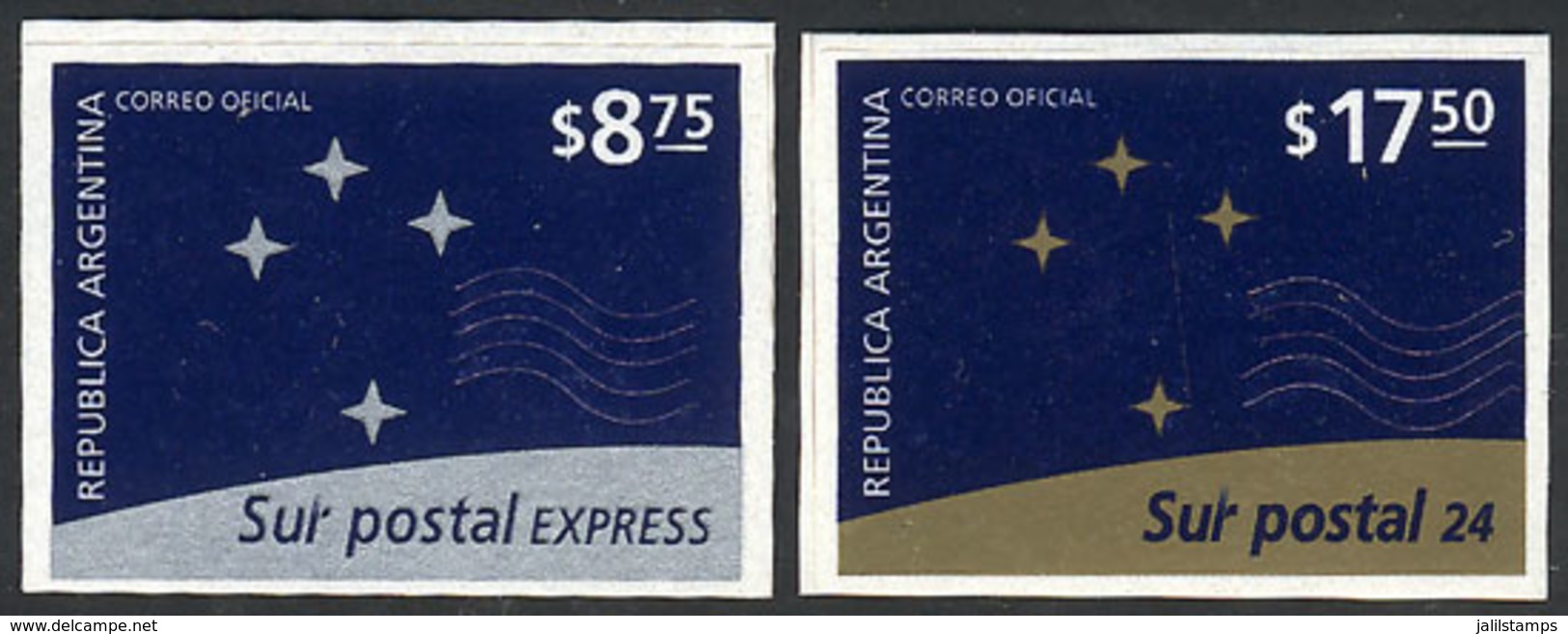 284 ARGENTINA: GJ.2934/5, 1999 Sur Postal, Cmpl. Set Of 2 MNH Values, VF Quality, Catalo - Other & Unclassified