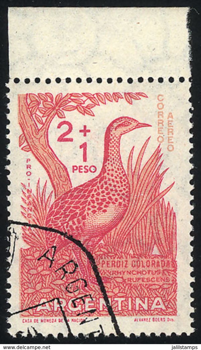 289 ARGENTINA: GJ.1162A, 1960 Partridge Printed On IMPORTED UNSURFACED Paper, Used With - Poste Aérienne