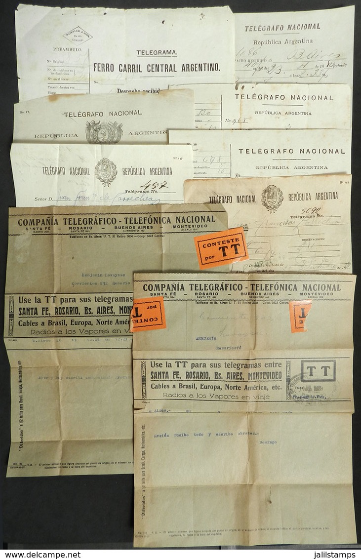 332 ARGENTINA: 9 TELEGRAMS Of Years 1880-1929, 2 With Interesting Seals, Good Opportunit - Sonstige & Ohne Zuordnung