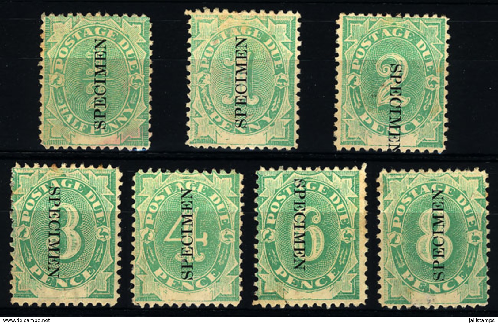 440 AUSTRALIA: Sc.J1/J7, 1902 ½p. To 8p., The First 7 Values Of The Set Of 8, All With S - Autres & Non Classés