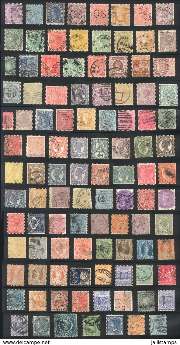 447 AUSTRALIA: AUSTRALIAN STATES: Lot Of Old Stamps, Used Or Mint (without Gum, Or With - Autres & Non Classés