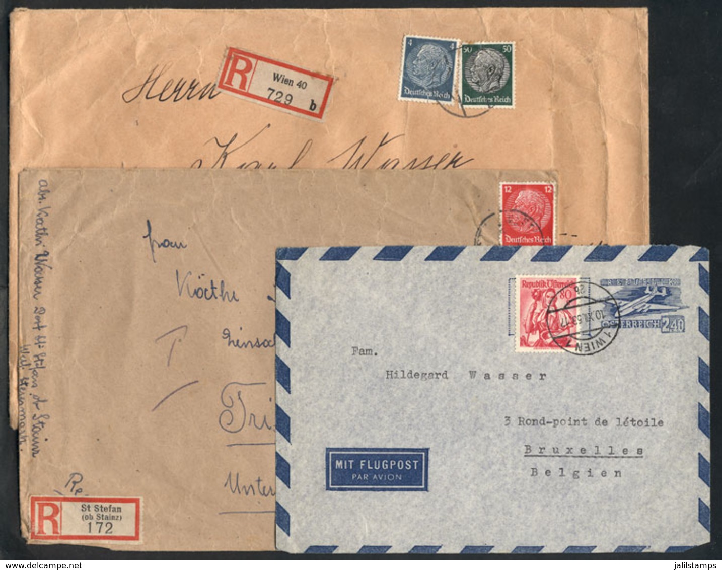 455 AUSTRIA: 3 Used Covers, 2 With German Franking (from St. Stefan Ob Stainz And Wien), - Autres & Non Classés