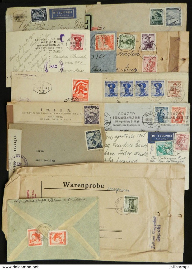 456 AUSTRIA: 13 Covers Or Cards Sent To Argentina Between 1946 And 1951, Almost All CENS - Autres & Non Classés