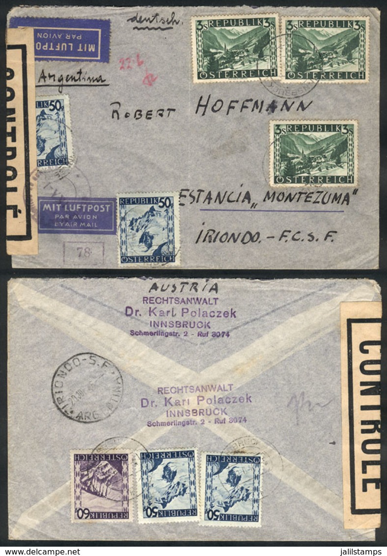 458 AUSTRIA: Airmail Cover Sent From Innsbruck To Argentina On 21/JUN/1946 With Very Nic - Autres & Non Classés