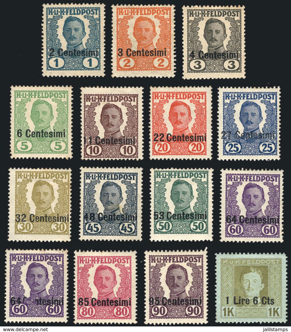 465 AUSTRIA - OCCUPATION IN ITALY: "Scott N20/N33, 1918 Complete Set Of 14 Values, Mint - Autres & Non Classés