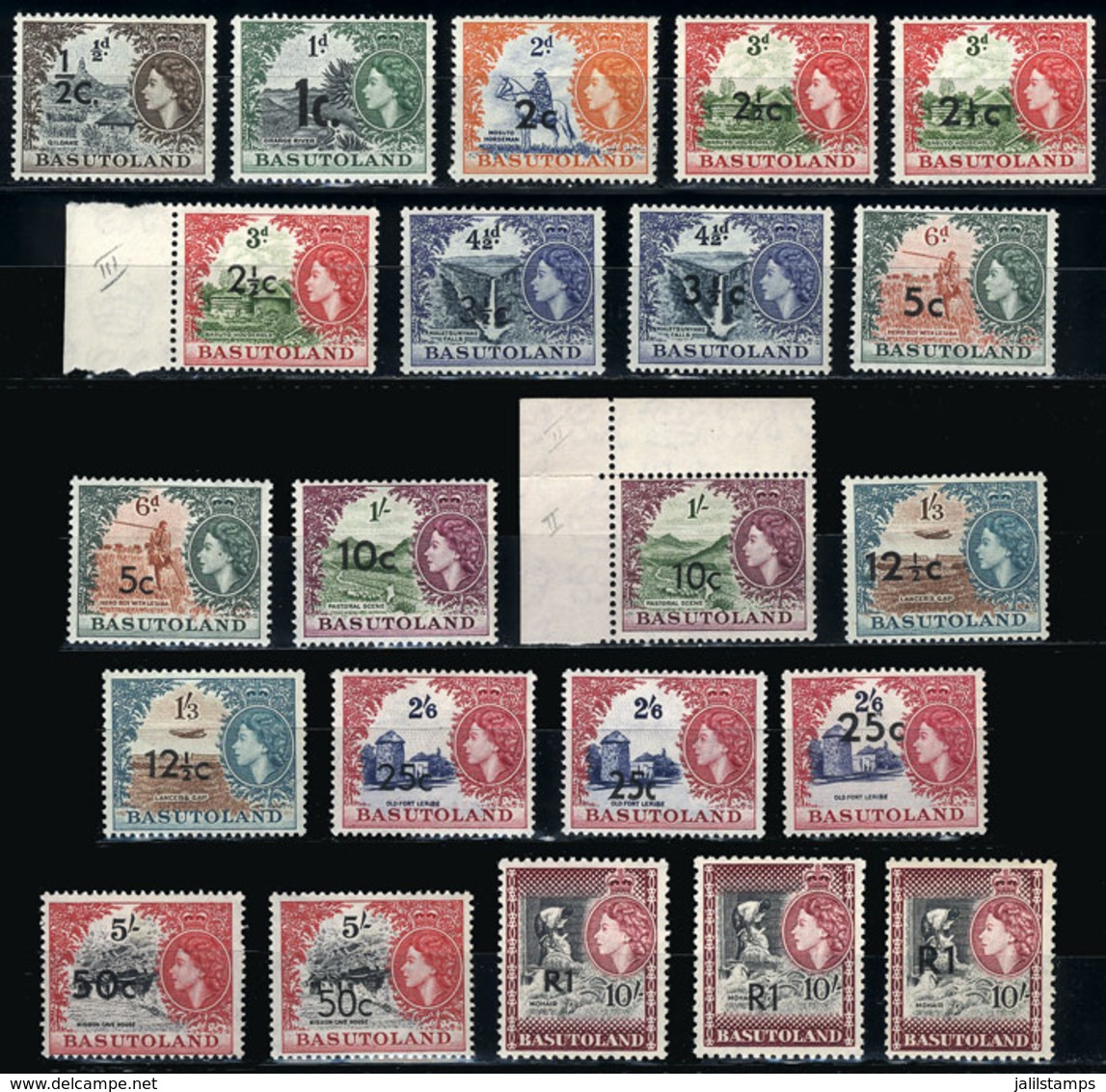 468 BASUTOLAND: Sc.61/71, 1961 Complete Set Of 22 Overprinted Values, Including All The - Autres & Non Classés