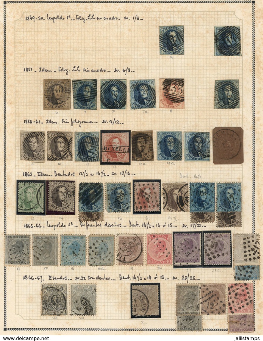 479 BELGIUM: Collection In Album (circa 1851 To 1990), Used Or Mint Stamps (they Can Be - Collections