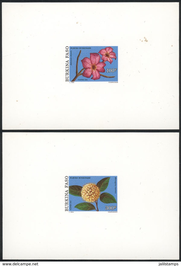 504 BURKINA FASO: Yvert 841/2, 1991 Flowers, 2 Values Of The Set, DELUXE PROOFS, Very Ni - Burkina Faso (1984-...)