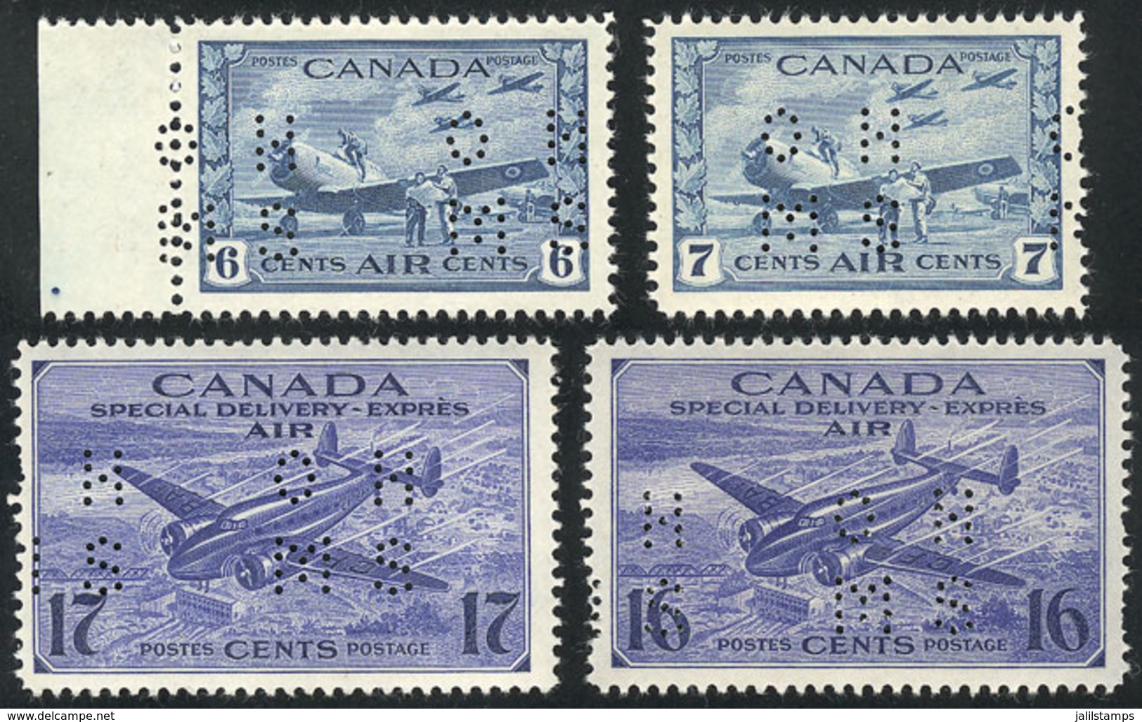 507 CANADA: Sc.OC7/OC8 + OCE1/OCE2, Mint Very Lightly Hinged, Excellent Quality, Catalog - Poste Aérienne: Surtaxés